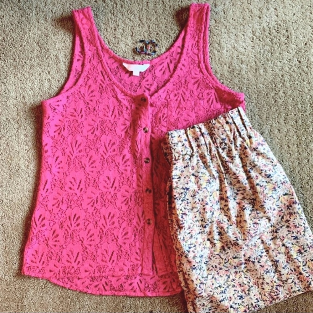 Bright Pink Lace Tank